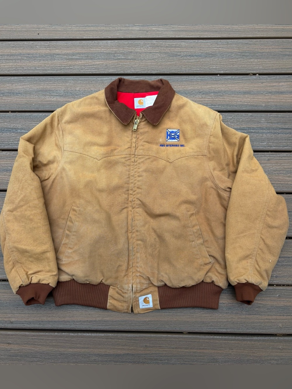 Vintage 90’s Carhartt Santa Fe Western Cut Quilted Zip Jacket Tan Mens XL J13